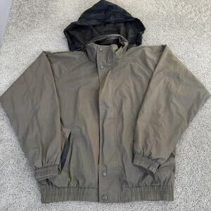 Chase Authentics Jacket Mens Large Green Hooded Cotton Full Zip Windbreaker